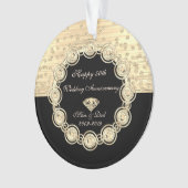 Gold Diamonds Black Chic 50. Hochzeitstag Ornament (Vorderseite)