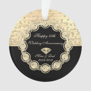 Gold Diamonds Black Chic 50. Hochzeitstag Ornament