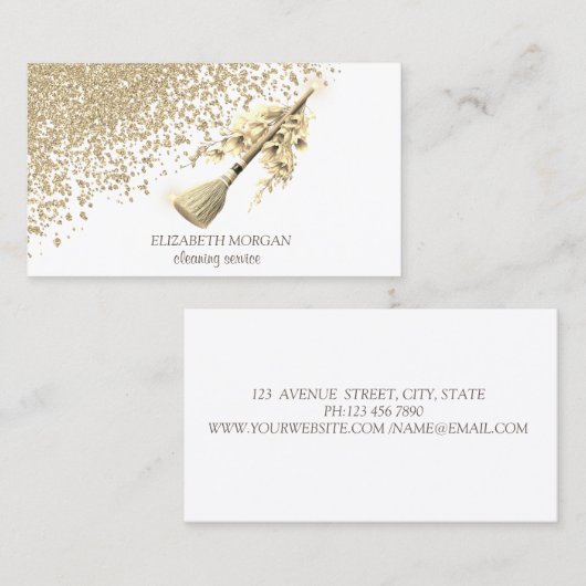 Gold Diamonds Broom Blume Haushaltshilfe Reinigung Visitenkarte (Vorne/Hinten)