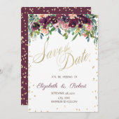 Gold Diamonds Burgundy Blume Save the Date