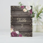 Gold Diamonds Burgundy Blume Wood Einladung (Stehend Vorderseite)