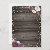 Gold Diamonds Burgundy Blume Wood Einladung (Rückseite)
