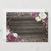 Gold Diamonds Burgundy Blume Wood Einladung (Rückseite)