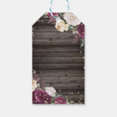 Gold Diamonds Burgundy Blume Wood Geschenkanhänger (Rückseite)