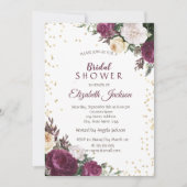 Gold Diamonds Burgundy Brautparty Einladung (Vorderseite)