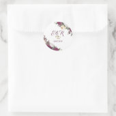 Gold Diamonds Burgundy Floral Hearts Wedding Runder Aufkleber (Tasche)