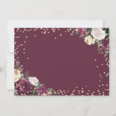 Gold Diamonds Burgundy Floral Save the Date (Rückseite)