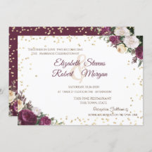 Gold Diamonds Burgundy Floral Wedding