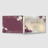 Gold Diamonds Burgundy Floral Wedding Gästebuch (Voll)