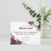 Gold Diamonds Burgundy Probe Dinner Einladung (Stehend Vorderseite)