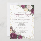 Gold Diamonds Burgundy Verlobung Einladung (Vorderseite)