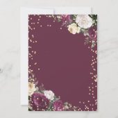 Gold Diamonds Burgundy Verlobung Einladung (Rückseite)