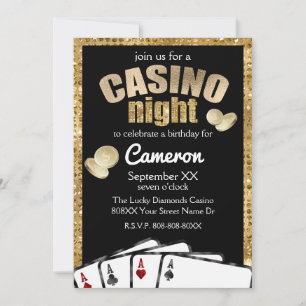 Gold Diamonds Casino Night Party Einladung