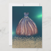 Gold Diamonds, Chic Dress Green Quinceañera Einladung (Rückseite)