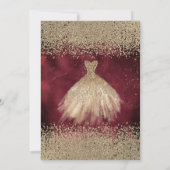Gold Diamonds Dress Dark Red Bridal Luncheon Einladung (Rückseite)