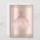 Gold Diamonds Dress Rose Gold Bridal Mittagessen Einladung (Rückseite)