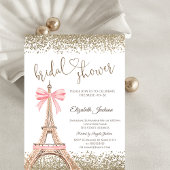Gold Diamonds Eiffel Tower Bow Bridal Shower  Einladung