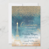 Gold Diamonds, Eiffelturm Paint Splash, Quinceaner Einladung (Vorderseite)