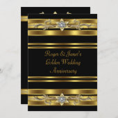 Gold Diamonds Elegant 50. Hochzeitstag Einladung (Vorne/Hinten)