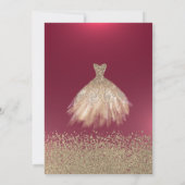 Gold Diamonds, elegantes Kleid Burgund 30. Geburts Einladung (Rückseite)