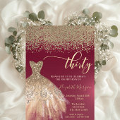 Gold Diamonds, elegantes Kleid Burgund 30. Geburts Einladung