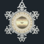 Gold Diamonds Floral 50. Hochzeitstag Schneeflocken Zinn-Ornament<br><div class="desc">Elegante goldblütige Wirbel 50. Hochzeitstag Schmuck.</div>