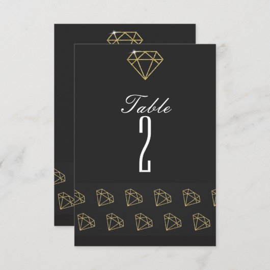 Gold Diamonds Glamour Bachelorette Tischnummern (Vorne/Hinten)