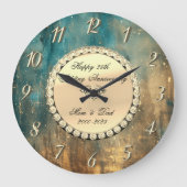 Gold Diamonds Grunge 25. Hochzeitstag Große Wanduhr (Vorderseite)