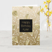 Gold Diamonds Ombre Birthday Karte (Gelbe Blume)