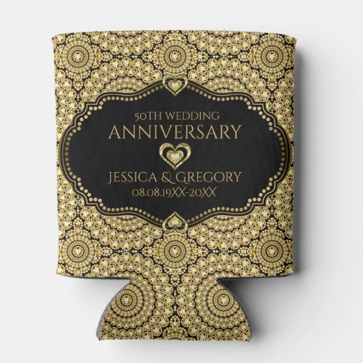 Gold Diamonds Pattern 50. Hochzeitstag Dosenkühler (Rückseite)