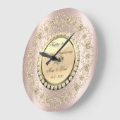 Gold Diamonds Rose Gold 25th Wedding Anniversary Große Wanduhr (Winkel)