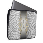 Gold Diamonds Silver Zebra Laptop Sleeve (Vorne Rechts)