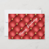 Gold Diamonds Tufed Red Romantic Birthday Card (Rückseite)