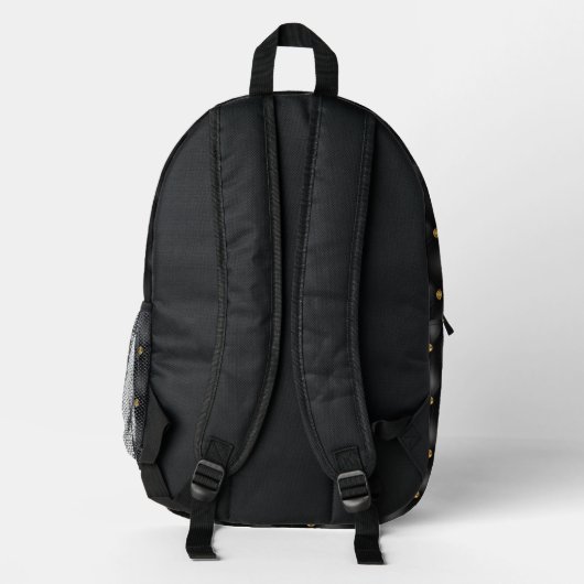 Gold Diamonds Tufted Black Backpack Bedruckter Rucksack (Rückseite)