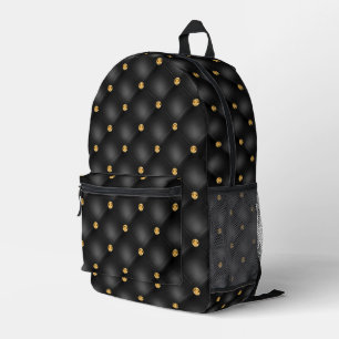Gold Diamonds Tufted Black Backpack Bedruckter Rucksack