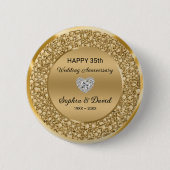 Gold Diamonds Wedding Jubiläum Button (Vorderseite)