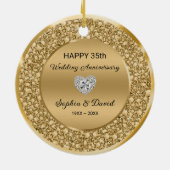Gold Diamonds Wedding Jubiläum Keramik Ornament (Hinten)