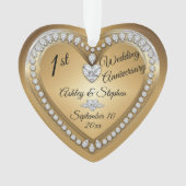 Gold Diamonds zum ersten Mal zum Hochzeitstag Ornament (Vorderseite)