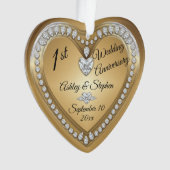 Gold Diamonds zum ersten Mal zum Hochzeitstag Ornament (Vorderseite)