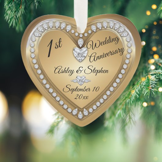 Gold Diamonds zum ersten Mal zum Hochzeitstag Ornament