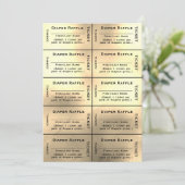 Gold Diaper Raffles Tickets Einladung (Stehend Vorderseite)