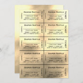 Gold Diaper Raffles Tickets Einladung (Vorne/Hinten)