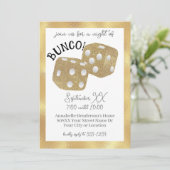Gold Dice Bunco Nacht Einladung (Stehend Vorderseite)