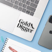 Gold Digger funny custom vinyl sticker (Laptop mit iPhone)