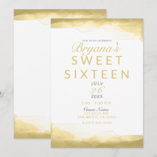 Gold Dijon Senf Aquarell Modern Chic Sweet 16 Einladung