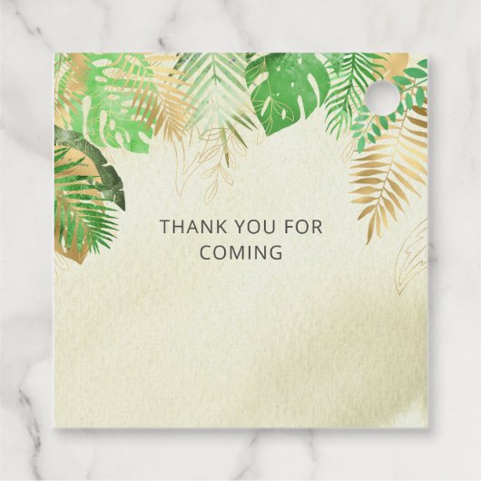 Gold Dinosaur Baby Dusche Danke Geschenkanhänger (Rückseite)