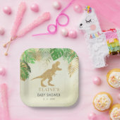 Gold Dinosaur Baby Dusche Danke Pappteller (Party)