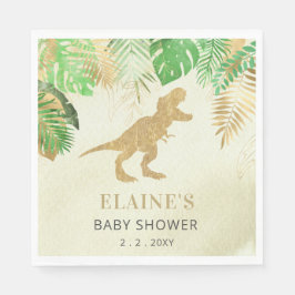 Gold Dinosaur Baby Dusche Danke Serviette