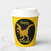 Gold Dinosaur Hide Happy Birthday!  Pappbecher (Vorderseite)