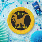 Gold Dinosaur Hide Happy Birthday! Pappteller (Party)